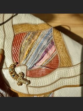 Embellished Multicolor Patchwork Leather Shoulder Bag